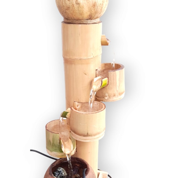 Bamboo fountain, bamboo table top water fountain indoor bamboo fountain with removable  pot