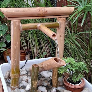 Torii shishi odoshi mini fountain indoor/outdoor fountain japanese style handmake fountain from real bamboo image 2