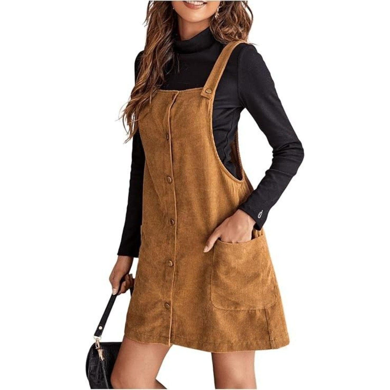 brown overall dress plus size Womens summer outings styleattribute-belts Blue Cat Shirt Abba Color:Candlelight