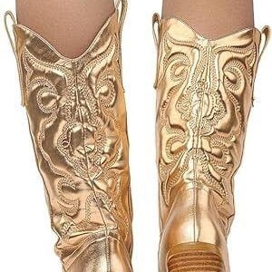 Cowboy Boots für Damen | Snip Toe, Slip On | Größen 6,5 - Gold Bild 1