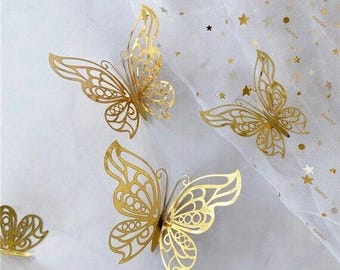 Mllkcao 12PC 3D Gold Butterfly Wall Decor Butterfly Decorations Butterfly Party