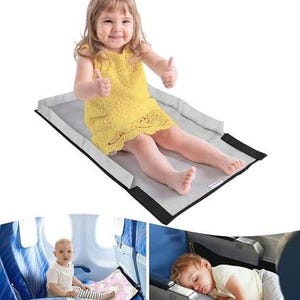 Toddler Airplane Bed for Toddler -Baby Plane Travel Essentials (Gray)