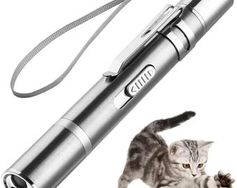 Juguete láser interactivo para gatos con puntero LED de punto rojo, largo alcance, 3 modos