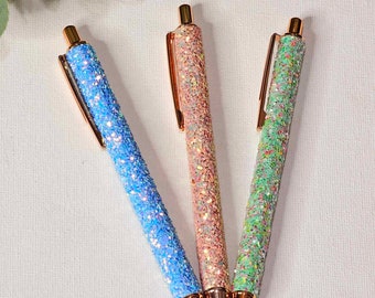Pailletten Glitzer Kugelschreiber - Rose Gold Basis (3er Pack)