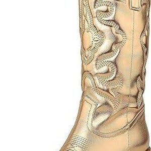 Cowboy Boots für Damen | Snip Toe, Slip On | Größen 6,5 - Gold Bild 2