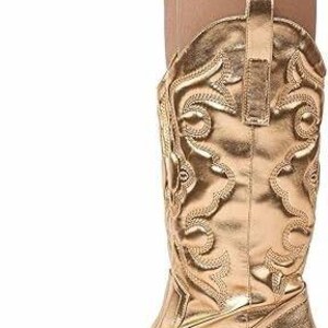 Cowboy Boots für Damen | Snip Toe, Slip On | Größen 6,5 - Gold Bild 4