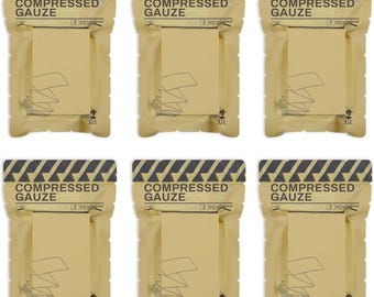 Gasa estéril comprimida para apósitos de emergencia para heridas, paquete de 6 unidades