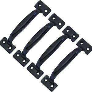 QCAA Door Pull, 6-1/2", Steel, Black Coated, 4 Pack