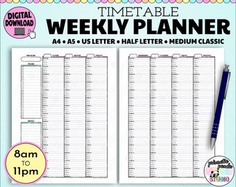 Daily Planner Printable Hourly Timetable Daily Schedule Etsy