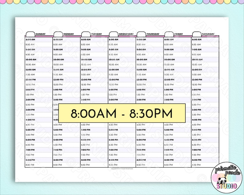 Weekly Planner Schedule 30 Minute Increments Barber | Etsy