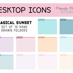 Magical Sunset Desktop Icons | Warm Pastel Folders for Mac, Windows OS System | Desktop Folders | Instant Download | Desktop Organization
