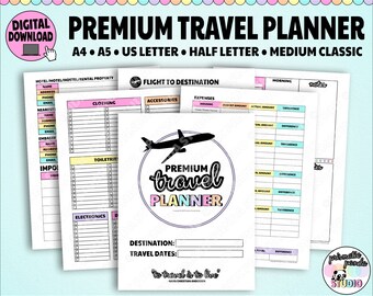 Vacation Planner | Premium Travel Planner Printable | Vacation Packing List | Trip Itinerary Journal | Gifts for Wanderlust Travelers