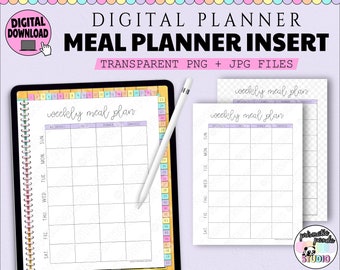 Meal Planner Digital Planner Insert | Meal Prep Template | Weekly Menu Planner | Digital Planner Meal Plan Insert | iPad Goodnotes Planner
