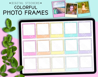 Digital Photo Frames Stickers | Digital Instant Photo Frames | Pre-Cropped Digital Stickers | Colorful Stickers | Goodnotes Notability