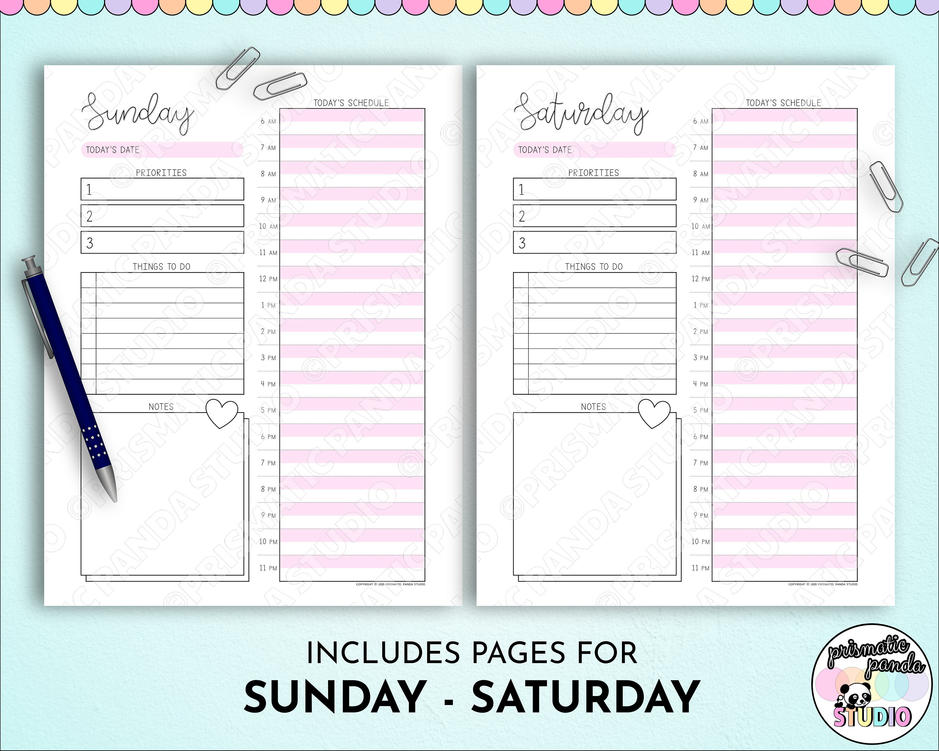 Daily Planner Printable, Pink | 30-minute Daily Agenda | Day on 1 Page ...