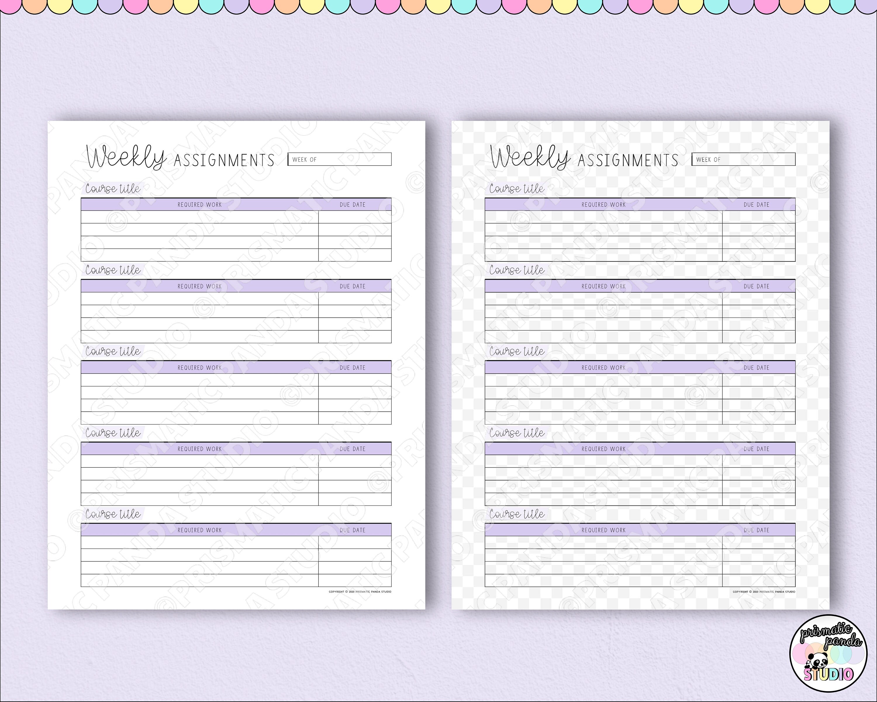 Weekly Assignment Tracker | Digital Planner Academic Insert | | Digital ...