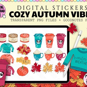Digital Stickers for Digital Planner | Autumn Sticker Set | Fall Stickers | Pre-Cropped Digital Stickers | Goodnotes Sticker Set | PNG Files