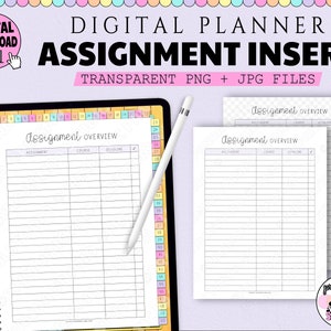 Digital Planner Academic Insert | Assignment Overview Template | Student Planner Digital | University Planner | Goodnotes Planner Insert PNG