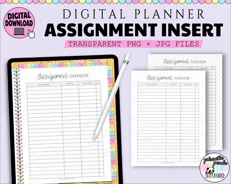 Download Digital Planner Academic Insert Assignment Overview ...