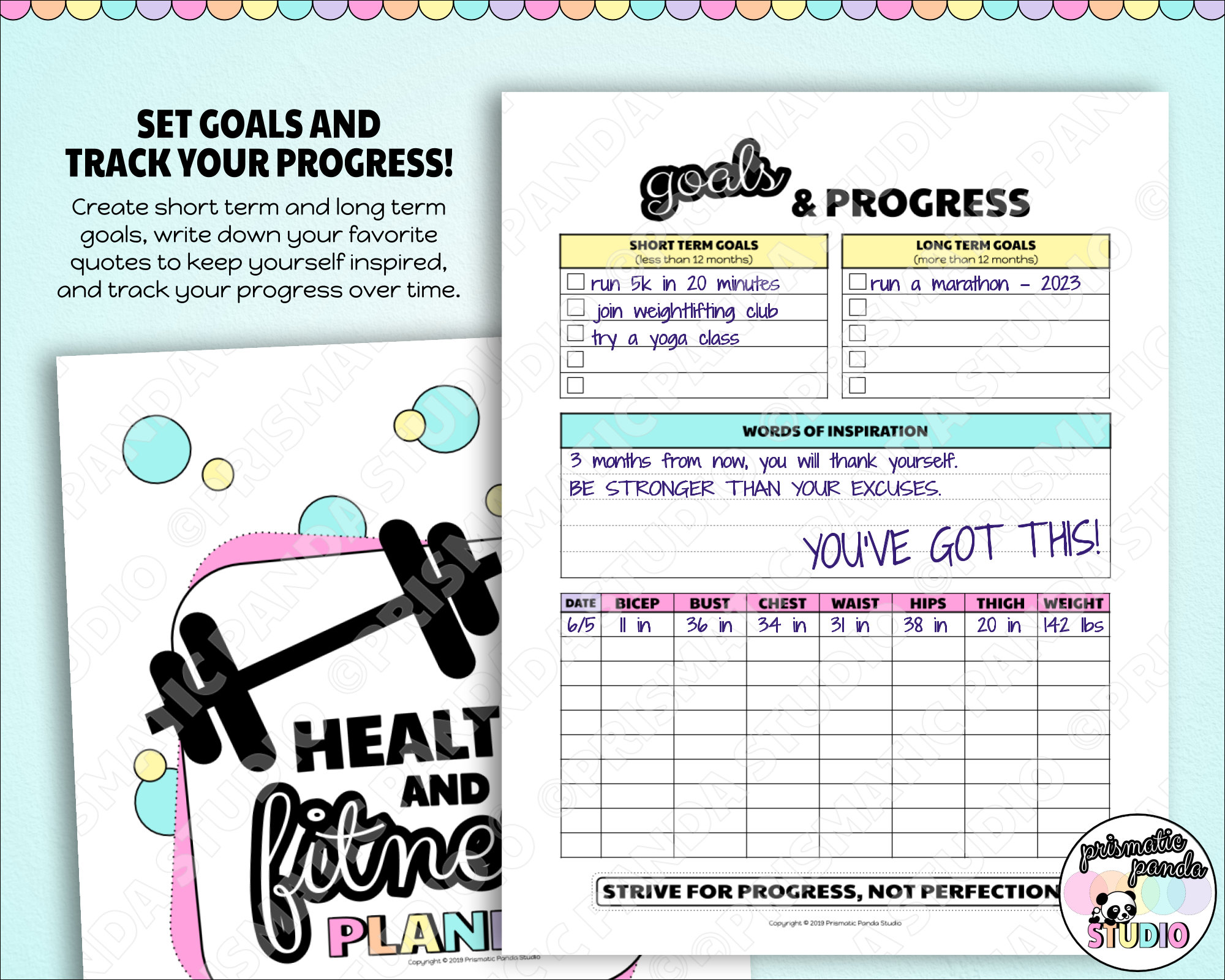 Fitness Planner Printable Workout Journal Exercise Log - Etsy