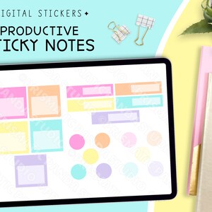 Digital Planner Productive Sticky Notes | Goodnotes Pre-Cropped Digital Stickers | Reminder Stickers | Digital Appointment Stickers