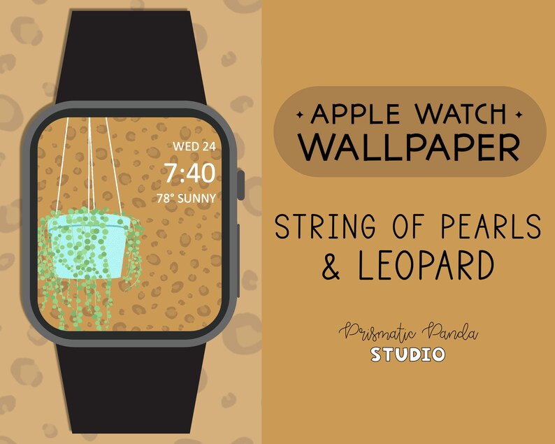 Apple Watch Face String of Pearls and Leopard Print Hanging Plant