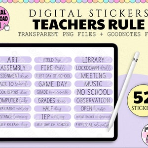 Digital Stickers for Teachers | Goodnotes Sticker Set | Back to School Stickers | Teacher Sticker Set | Pre-Cropped Digital Stickers | PNG
