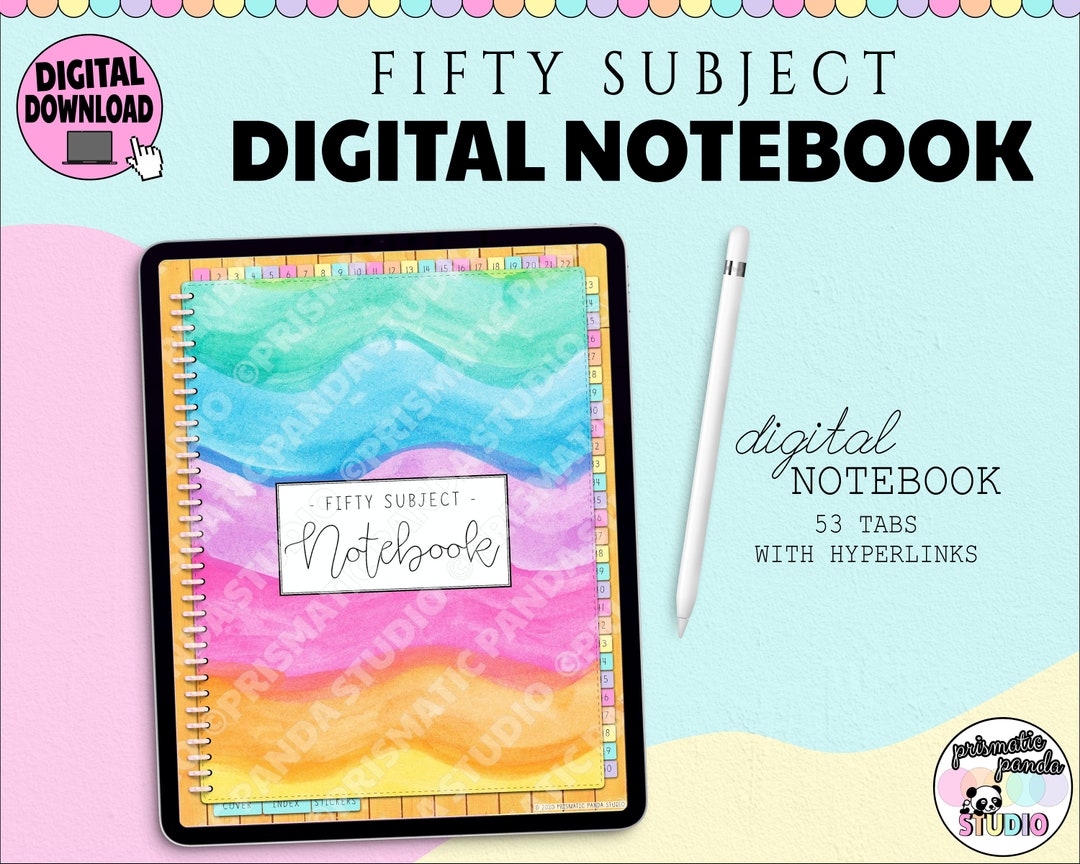 Digital Notebook | Goodnotes Hyperlinked Journal | 50 Subject ...