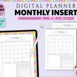 Digital Planner Monthly Insert | Monday Start Planner Template | Monthly Digital Planner | MO1P Planner | Monthly Goodnotes Planner Insert