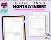 Digital Planner Monthly Insert | Sunday Start Planner Template | Monthly Digital Planner | MO1P Planner | Monthly Goodnotes Planner Insert