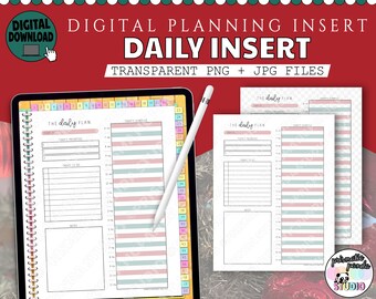 Digital Planner Daily Insert | Hourly Daily Planner Template | Christmas Daily Planner | DO1P Planner | Daily Goodnotes Planner Insert PNG