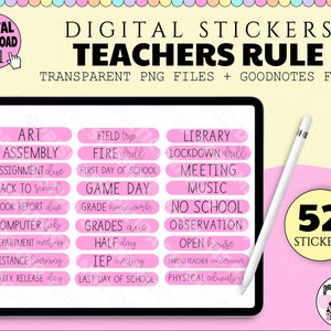 Digital Stickers for Teachers | Teacher Sticker Set | Back to School Stickers | Pre-Cropped Digital Stickers | Goodnotes Sticker Set | PNG