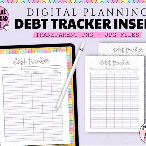 Debt Tracker Digital Planner Insert Debt Overview Money Etsy