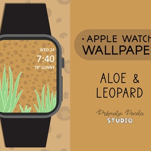 Apple Watch Background | Aloe and Leopard Print | Plant Watch Face | Apple Watch Wallpaper