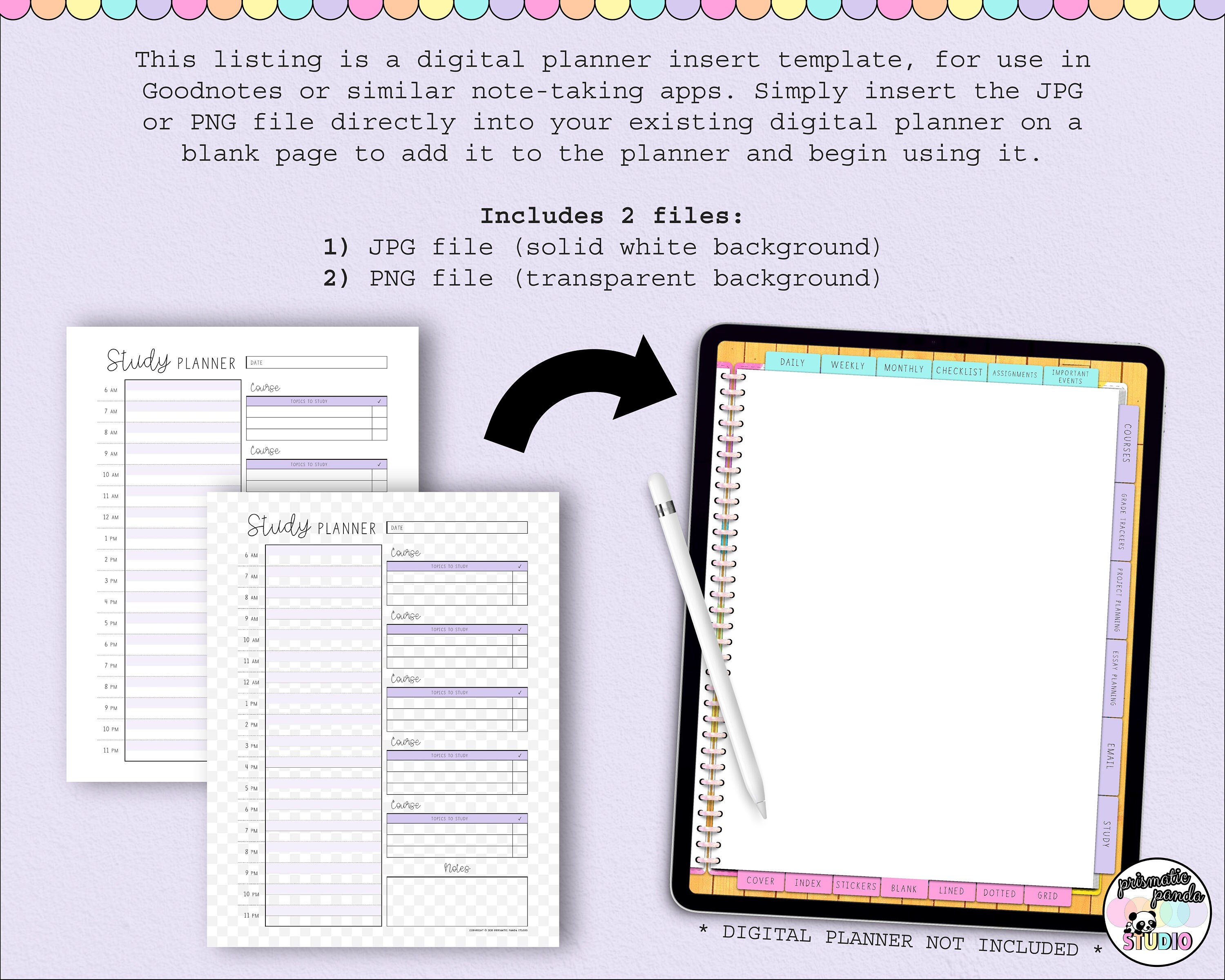 Digital Study Planner Insert | Study Time Blocker Planner | Academic ...