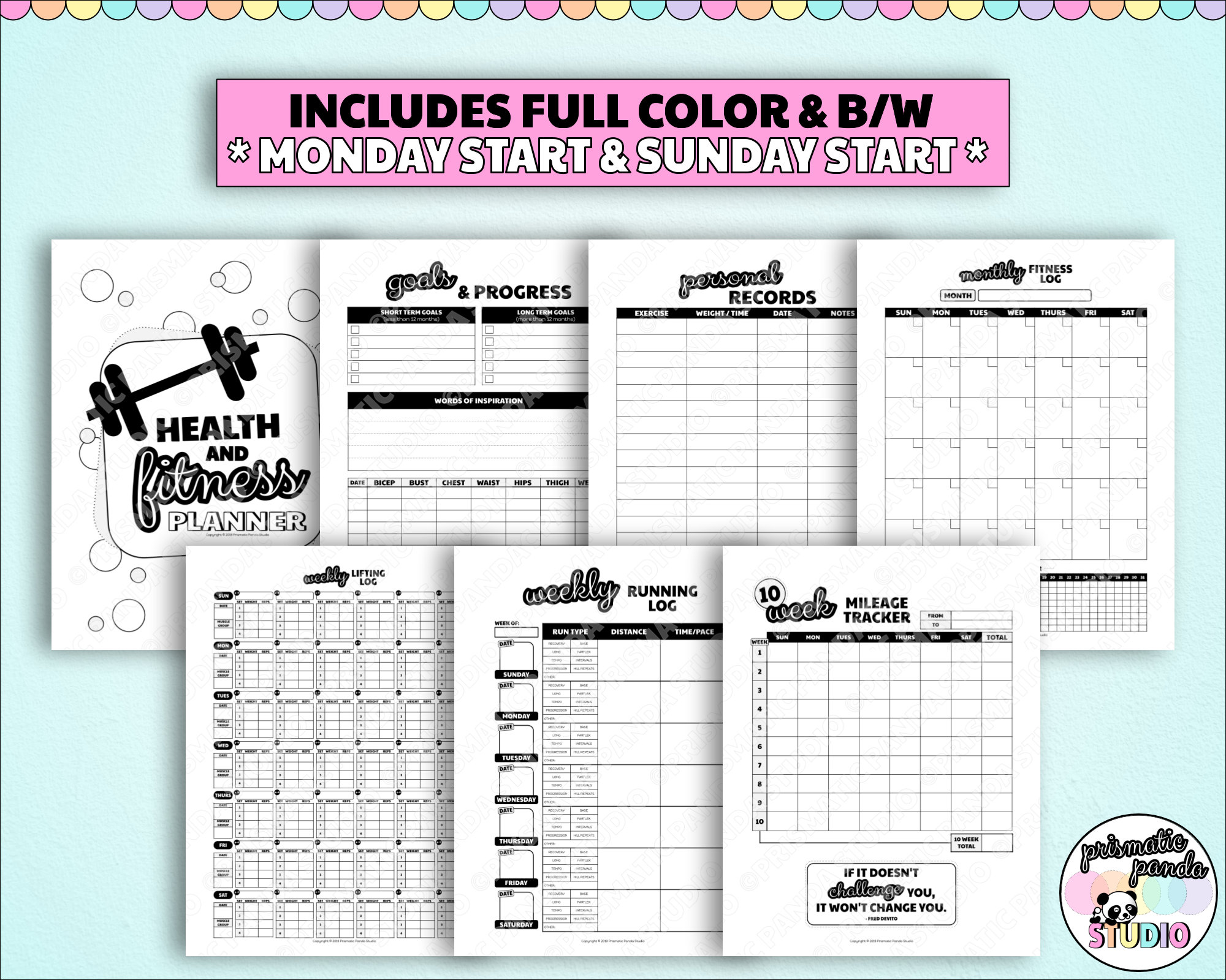 Fitness Planner | Printable Workout Journal | Exercise Log Template ...