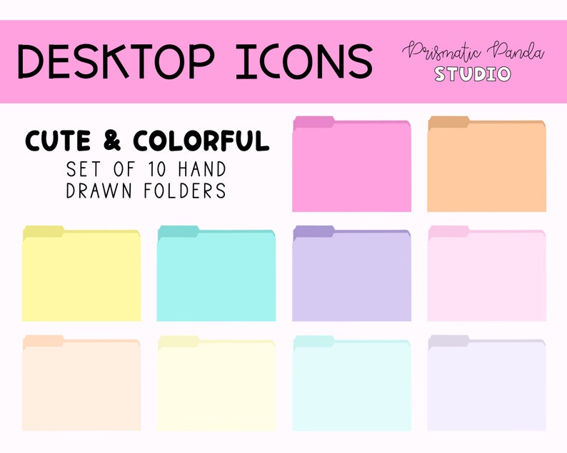 Colorful Desktop Icons | Cute Desktop Folders | Pastel Icon Pack for ...