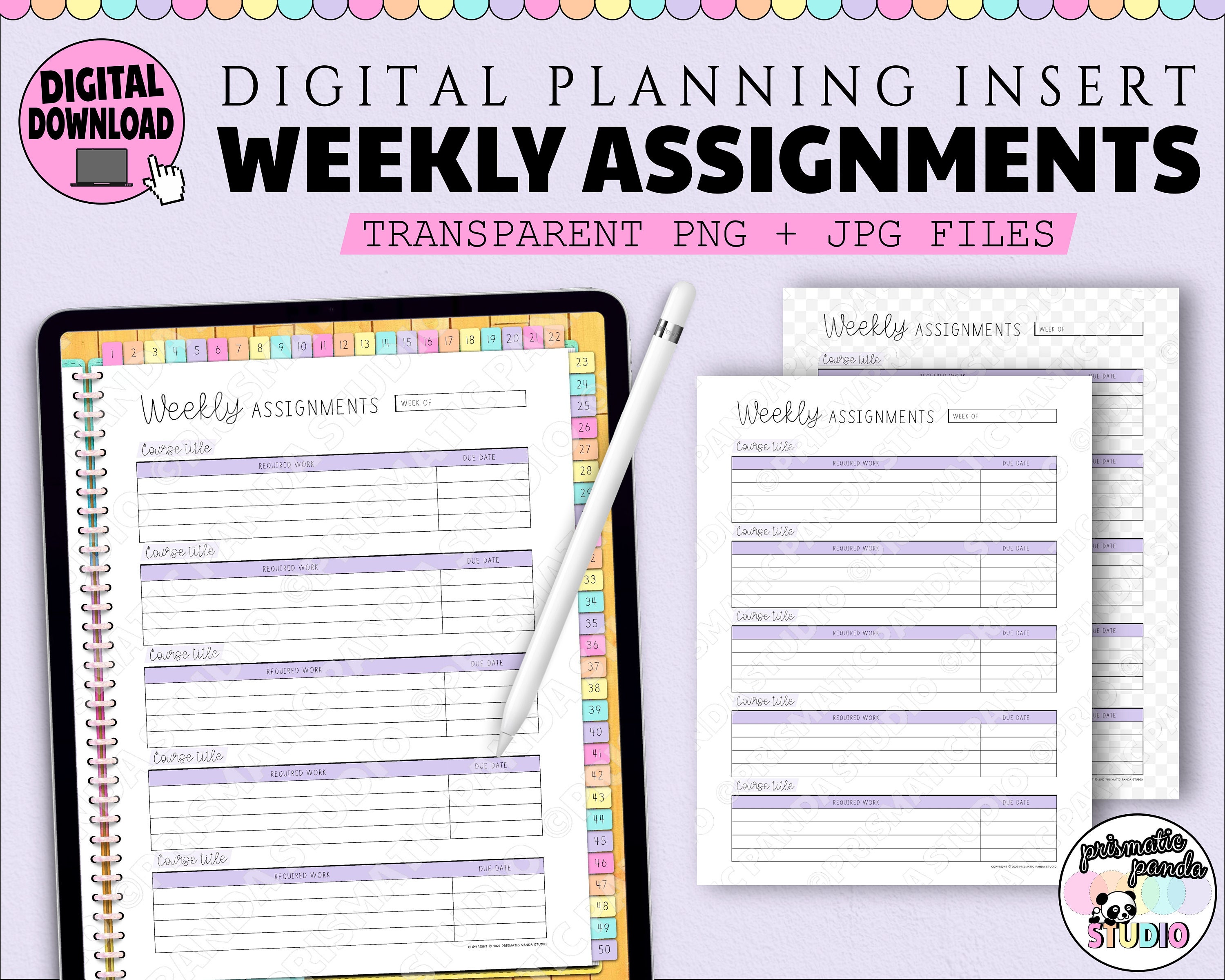 weekly assignment tracker template
