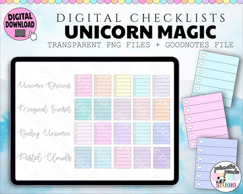 Unicorn Magic Digital Checklists | Digital To-do Lists | Pastel Planner ...
