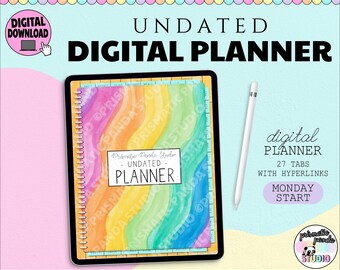 Undated Digital Planner | Monday Start iPad Planner | Goodnotes Planner Undated | Digital Planner | Notability Planner | Yearly Planner