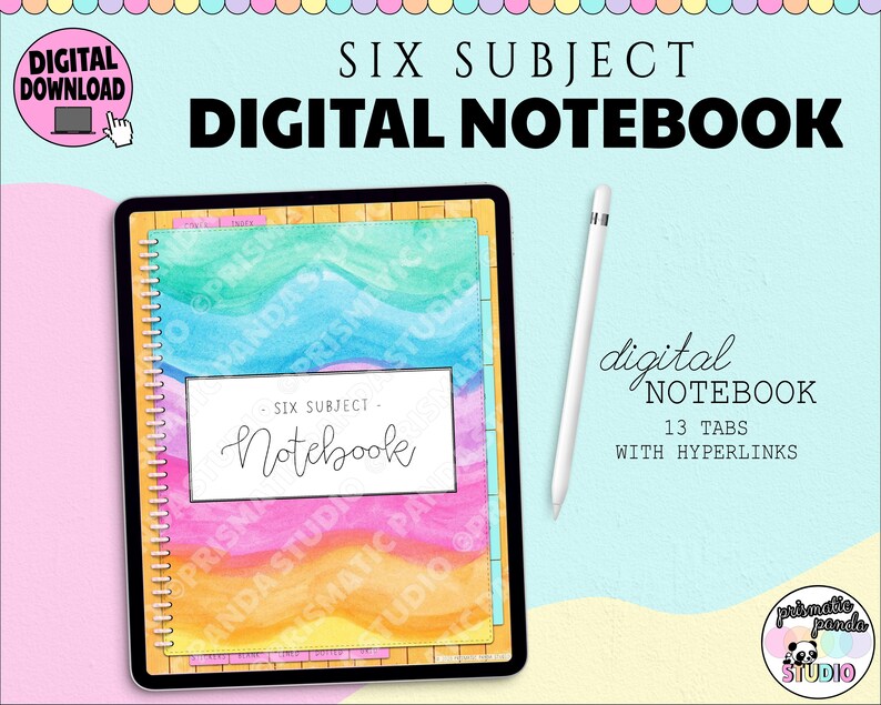 Digital Notebook Goodnotes Hyperlinked Journal 6 Subject iPad Note