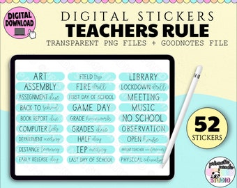 Adesivi digitali per insegnanti / Adesivi Ritorno a scuola / Set adesivi per insegnanti / Adesivi digitali pre-ritagliati / Set adesivi Goodnotes / PNG