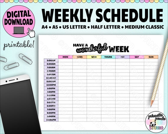 Calendars & Planners Colorful Planner Inserts US Letter Multiple Sizes ...