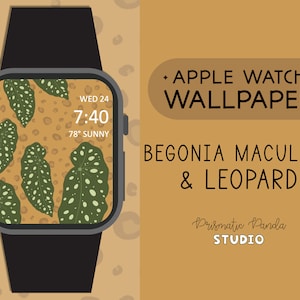 Apple Watch Face | Begonia Maculata and Leopard Print | Plant Watch Wallpaper | Apple Watch Background