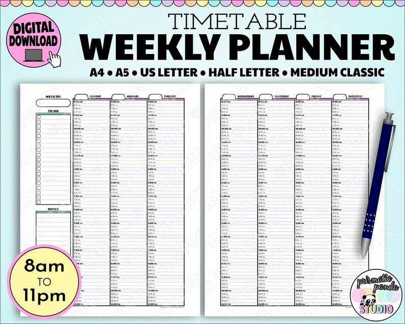 timetable weekly planner 15 minute increments barber appointment book hair stylist schedule feminine planner inserts life planning weekly schedule 15 minute increments