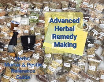 Advanced Kit for Herbal Healing and Living: includes 160 organic herbs, 400 page guide book, with mortar & pestle