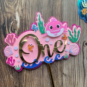 Baby Shark Cake Topper Baby Shark Birthday Party Party Favors First Birthday Sister Shark Mommy Shark Centerpieces baby shark theme