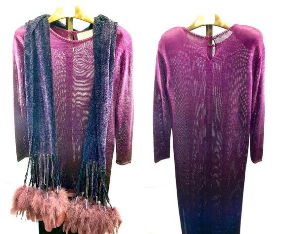 Vintage 80's Purple Rose Handmade Dress // One Siz