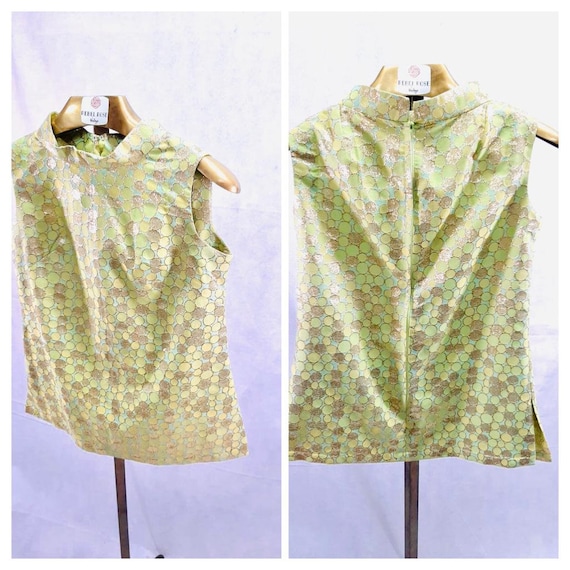 Vintage Handmade Green Rayon Top Blouses // One Si