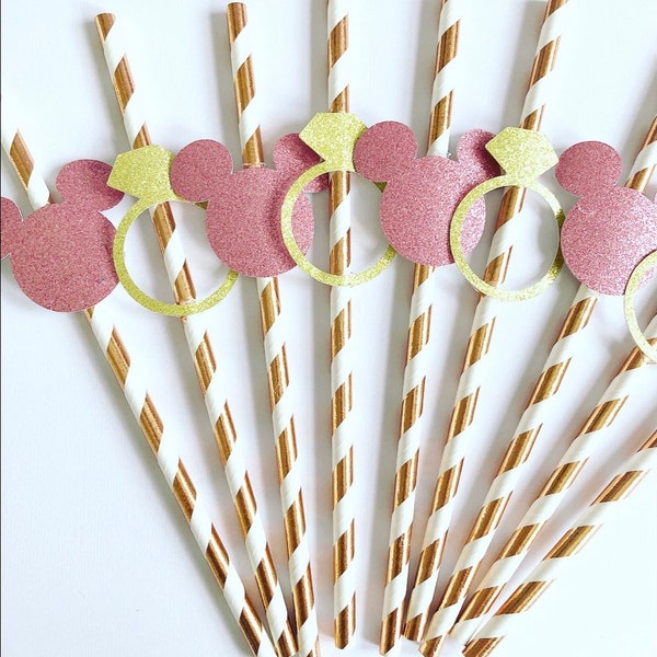 Disney bridal shower decor,Disney bachelorette decor,Disney wedding decor,fairytale wedding,Disney bride tribe, Disney straws,gold rings